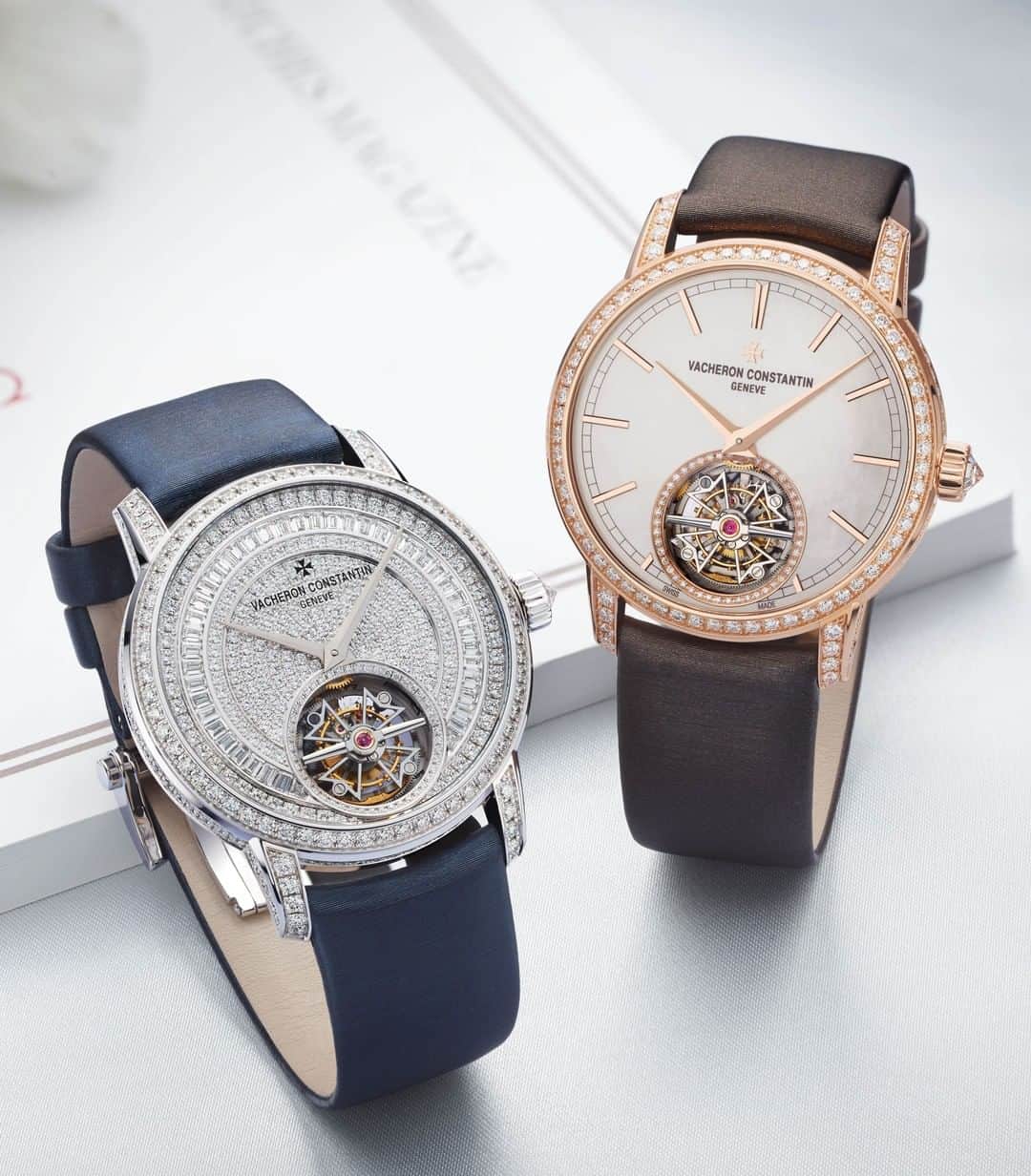 のインスタグラム：「⁣← or → ?⠀⠀ ⠀ ⁣💎 The Traditionnelle collection is welcoming the very first Vacheron Constantin self-winding tourbillon in a lady’s watch. A gem of horological complexity interpreted as two precious models celebrating mechanical art with great panache.⠀ ⠀ ⠀ ⁣#VacheronConstantin #vacheron #thehourlounge #watches #watch #watchesofinstagram #horology #watchoftheday #instawatch #geneva #swissmade #swisswatch #watchesofinstagram #luxury #luxurywatch #ootd  #style #diamonds #womenswatch #watchesforwomen」
