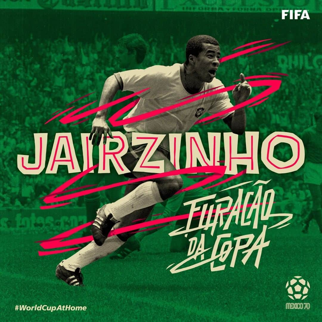 FIFAワールドカップさんのインスタグラム写真 - (FIFAワールドカップInstagram)「#Mexico70 ⭐️ #WorldCupIcon⁣ ⁣ Name: Jairzinho (RW)⁣ Nickname 🌪 Furacão da Copa⁣ Country 🇧🇷 Brazil⁣ Stand-out Skill ⚡️ Dribbling⁣ ⁣ *Iconic #Mexico70 achievement: The Brazilian goalscorer netted in all 6 of the champions' #WorldCup matches. No one has done that since - not even Messi or Cristiano!⁣ ⁣ #WorldCupAtHome #Mexico #Brazil #Brasil #50AnosdoTri #Copade70」6月20日 18時05分 - fifaworldcup