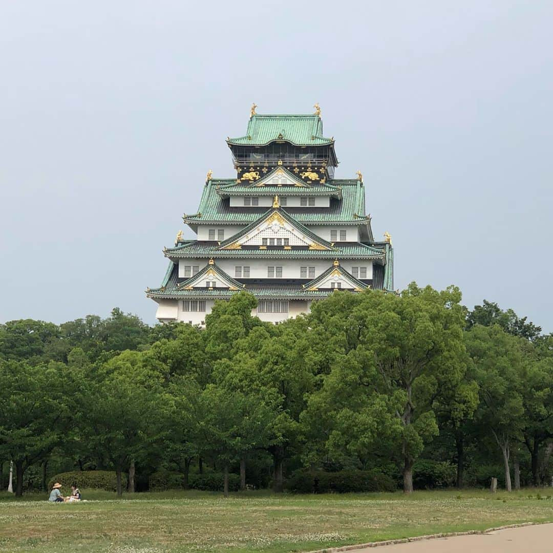 凰津りさのインスタグラム：「大阪城🏯 . . 何度行っても素晴らしい✨ 先日の水上アクアライナーの後は大阪城の天守閣へ行きましてん。 . . めっちゃガラガラで安心して大阪城を堪能する事が出来ました✨ . 特別公開中の櫓まで見れたし🏯 いやぁ、ホント凄い偉大な城やな。 山里曲輪から毎回入城してしまうんだけども、葵三代見た後に行くとまた前回とは違う気持ちで入城してしまっている自分がスキ❤️ww . たいちゃんの城作りもいつも間近で見ているから、尚のこと大阪城を楽しめる。 あ、ここ今作ってるところやー✨ ってw . 天守閣を8階まで上がるのしんどかったけど、何度も楽しめる大阪城🏯 . お弁当作って行ったから途中休みながら家族で久々にピクニック出来て良き良き❤️ . . 子連れで飲食店は気を使うから お弁当作って行ったら楽チンね✨ 利直、お子様ランチ完食するから怖や怖や💦 . . #大阪城 #大阪城天守閣 #大阪城でピクニック  #徳川大阪城」