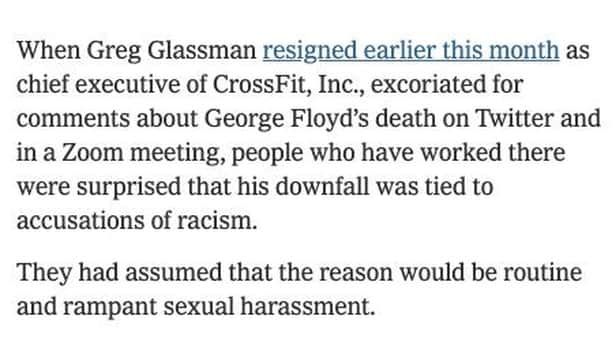 New York Times Fashionさんのインスタグラム写真 - (New York Times FashionInstagram)「CrossFit's corporate culture is rife with covert and vulgar talk about women: their bodies, how much male employees would like to have sex with them and how lucky the women should feel to have the founder's rabid interest. Read lots more, link in bio.」6月21日 6時10分 - nytstyle