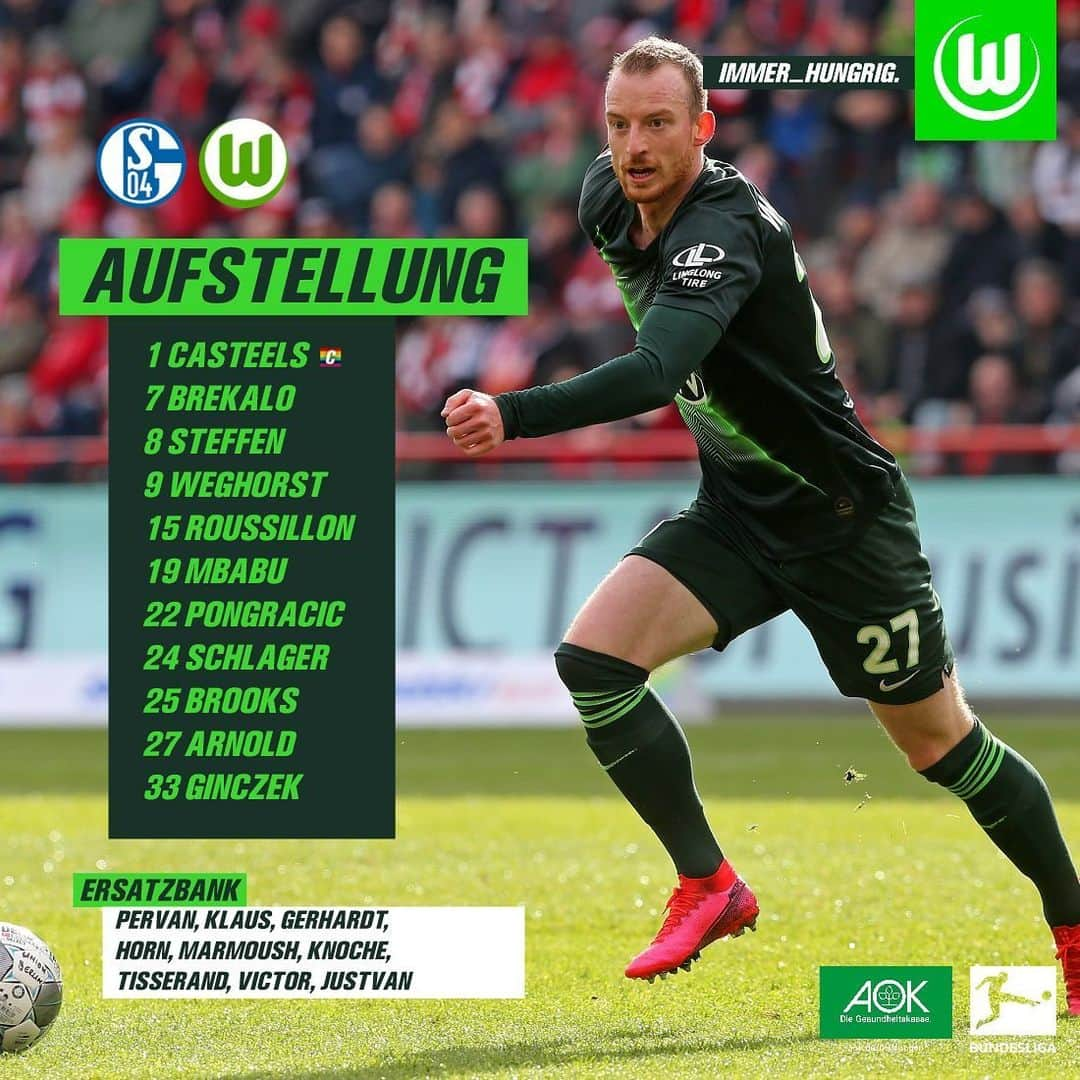 VfLヴォルフスブルクさんのインスタグラム写真 - (VfLヴォルフスブルクInstagram)「Links wischen für die 🐺-Startelf! #s04wob #bundesliga #vflwolfsburg #arbeitfussballleidenschaft #immernurdu #immer_hungrig」6月20日 21時30分 - vfl.wolfsburg