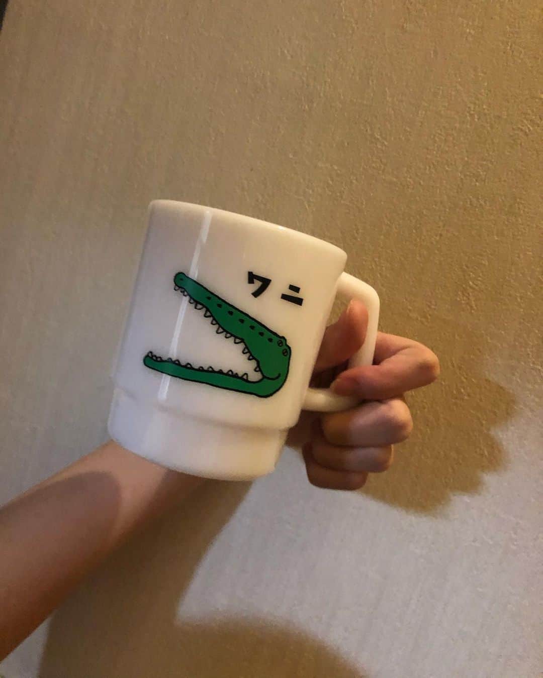 中野みやびのインスタグラム：「わにわに  #こんばんわに #わに #ワニ #animal #動物 #cop #cup #可愛い #お気に入り #夏 #summer #white #green #民謡ガールズ #みやび」