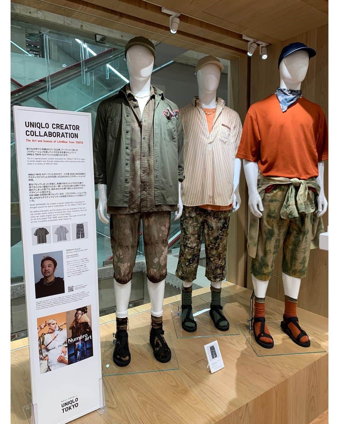 Shun Watanabeのインスタグラム：「UNIQLO CREATOR COLLABORATION at @uniqlo TOKYO  Congratulations UNIQLO! It is a great honor to participate this new flagship opening! I created special collaborations using STETECO expressing my thought around the idea of sustainability for the UNIQLO TOKYO open by adding embroidery and tie-dyeing. Thank you @therealsabatino and Fumito and UNIQLO VMD team!! 銀座に出来たユニクロ東京の3Fのメンズフロアで見れるのでお立ち寄りの際は是非見てみて下さい！　 #uniqlotokyo #shunwatanabe #newsian」