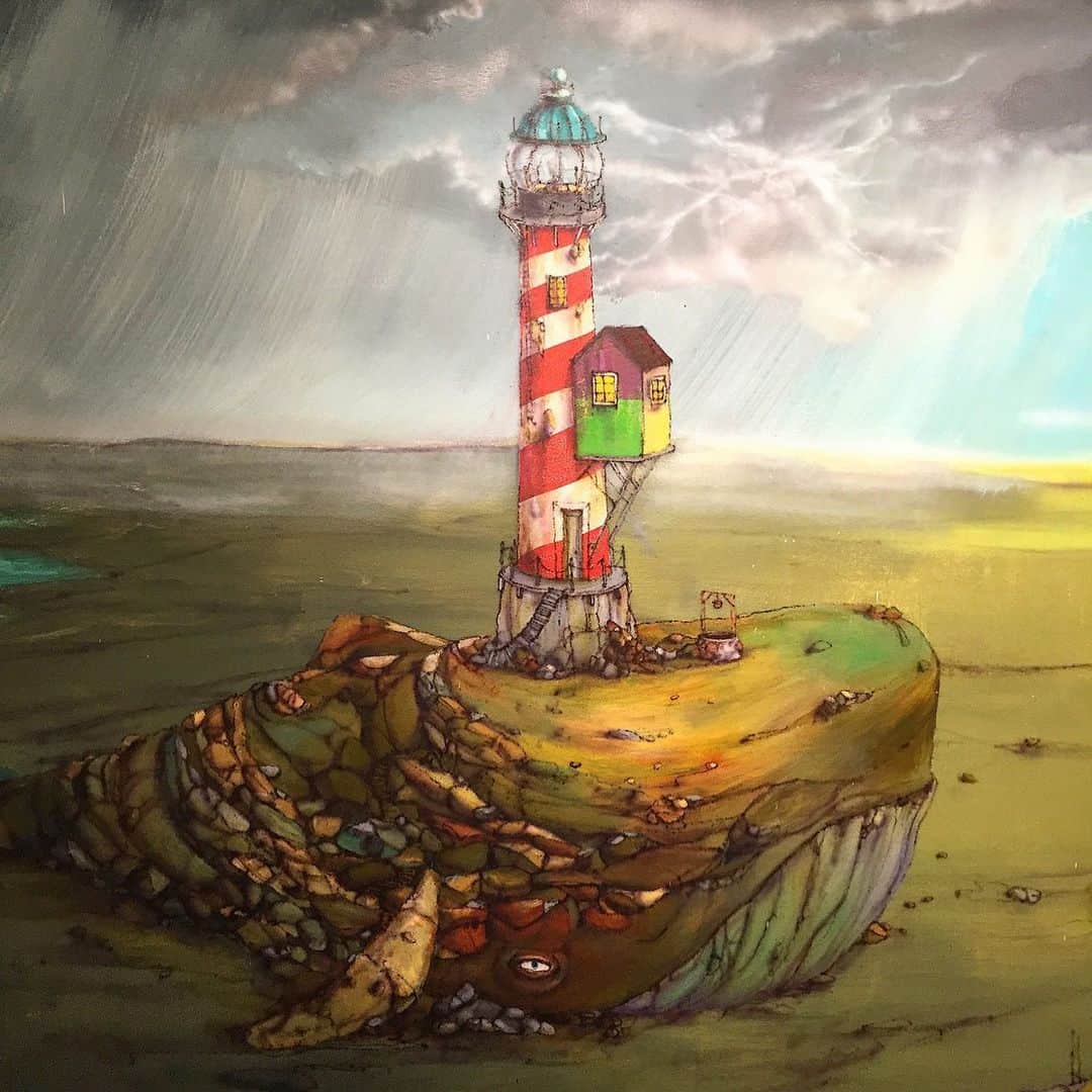 osgemeosのインスタグラム：「The lighthouse ✨  @lehmannmaupin 2016 #osgemeos」