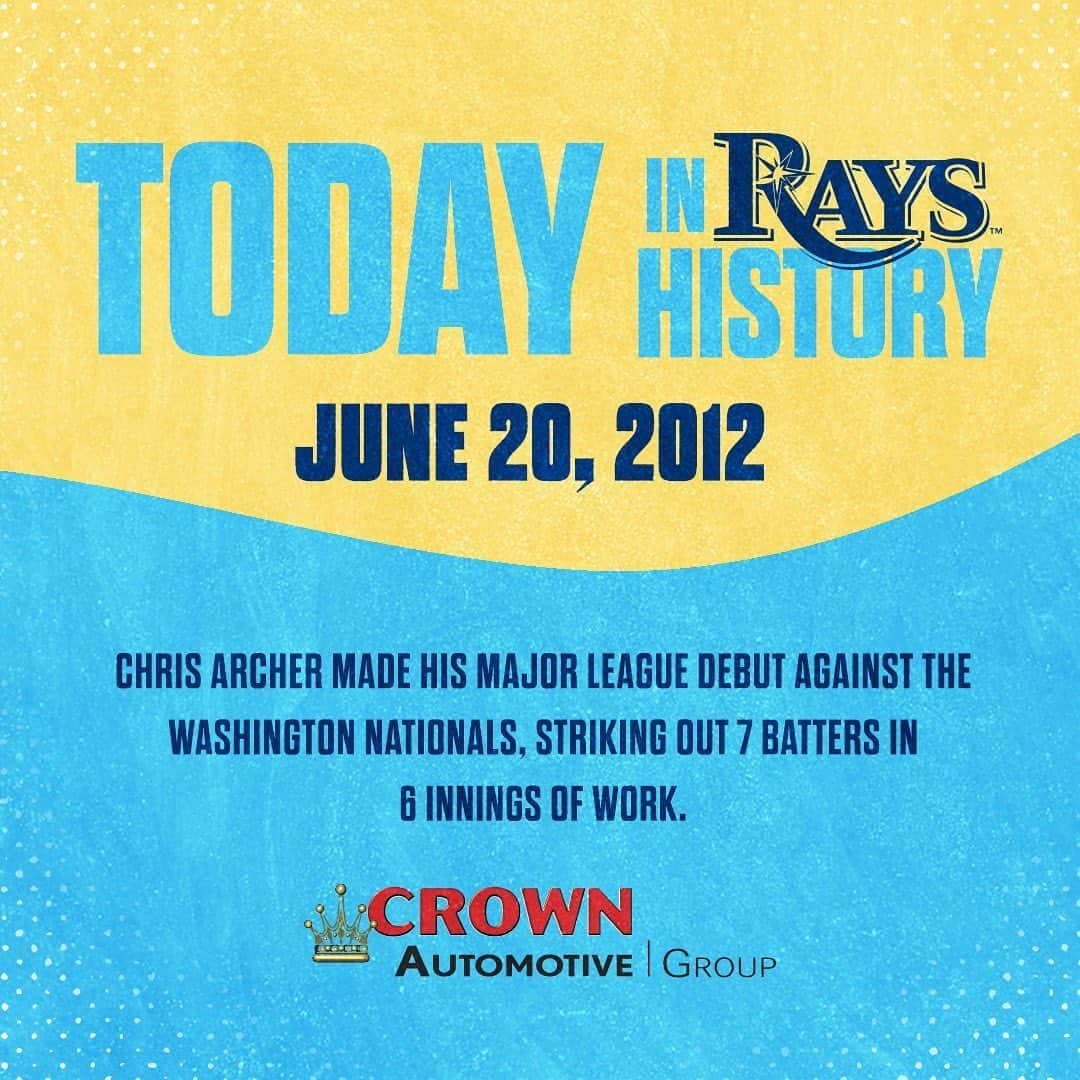 タンパベイ・レイズさんのインスタグラム写真 - (タンパベイ・レイズInstagram)「On this day, 2012: @chrisarcher24 became a big leaguer, striking out 7」6月21日 0時46分 - raysbaseball