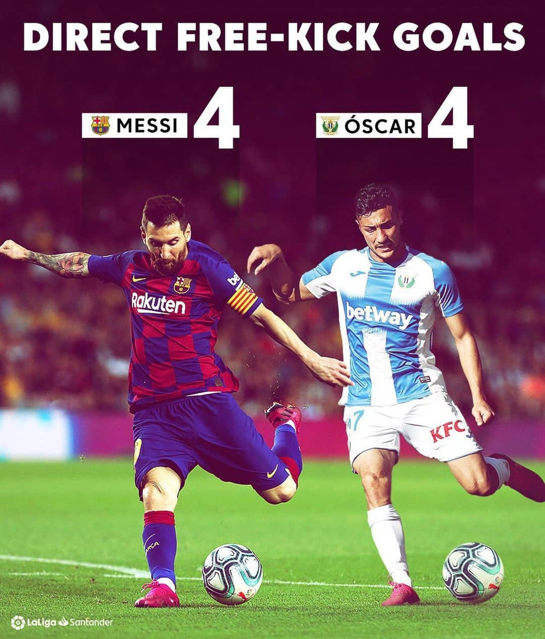 LFPさんのインスタグラム写真 - (LFPInstagram)「@oscar_rodri10 equals @leomessi (4️⃣ goals) as the top free-kick scorer in LaLiga Santander! 💥 • ¡Óscar Rodríguez iguala a Messi (4️⃣ goles) como mejor lanzador de faltas de LaLiga Santander! 🔭💥 • #OscarRodriguez #Messi #Barça #Leganes #Freekick #LaLigaSantander #LaLiga」6月21日 1時03分 - laliga