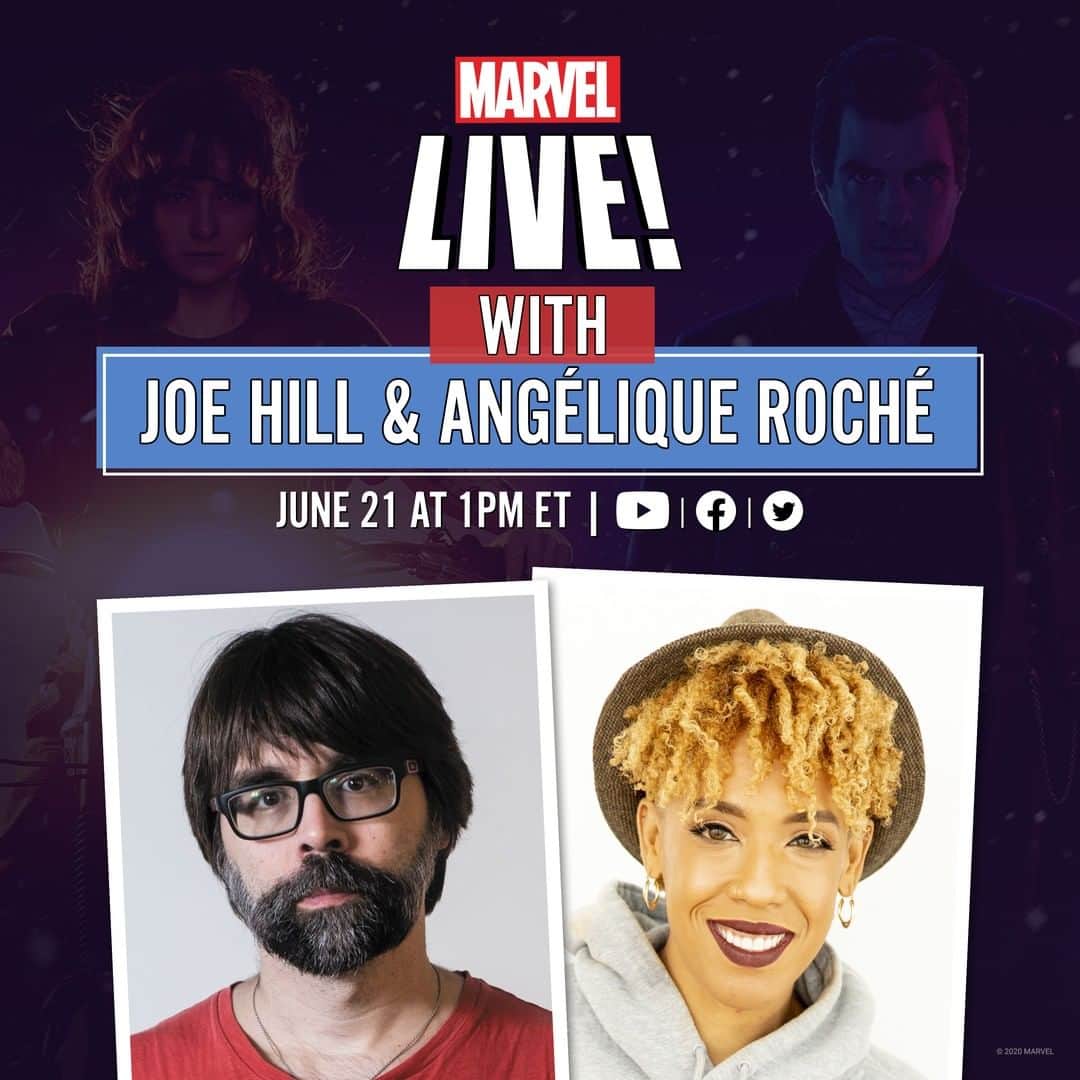Marvel Entertainmentさんのインスタグラム写真 - (Marvel EntertainmentInstagram)「🧛 @NOS4A2 writer Joe Hill chats with @angeliquerocheofficial about the show's upcoming season, his Marvel fandom, and more before the Season 2 premiere LIVE on our Facebook, Twitter, or YouTube at 1PM ET on 6/21!」6月21日 2時00分 - marvel