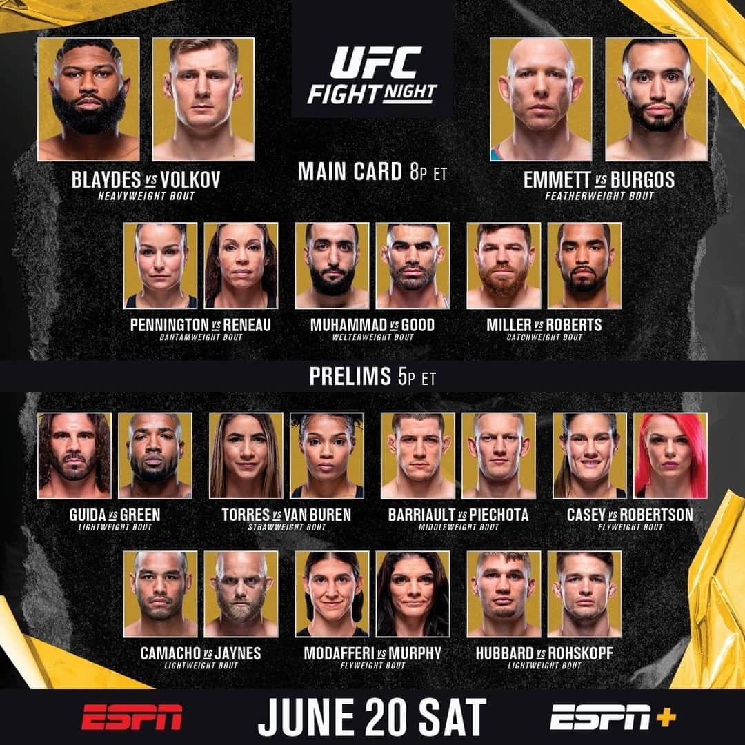 UFCさんのインスタグラム写真 - (UFCInstagram)「IT'S FIGHT DAY! 📺 #UFCVegas3 action gets started at 5pmET - LIVE on @ESPN and E+」6月21日 2時33分 - ufc