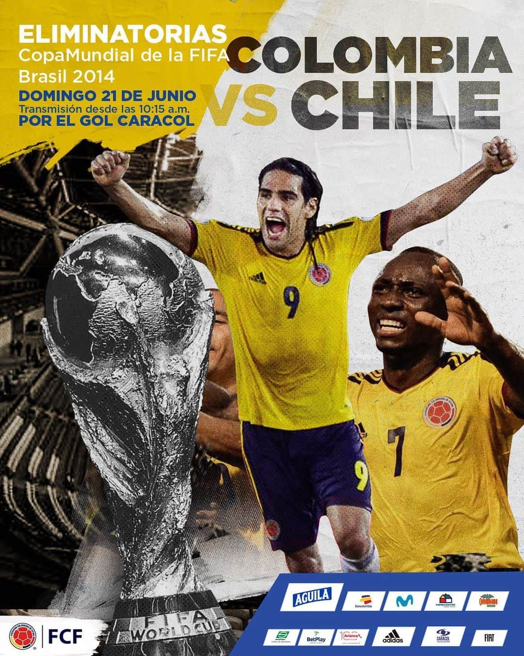 サッカー コロンビア代表チームのインスタグラム：「¡Una remontada épica! . . .  Revive el gran partido de nuestra Selección 🆚 Chile por las Eliminatorias a Brasil 2014 🇨🇴 . . . 🏆 Eliminatorias Copa Mundial de la FIFA 2014 🆚 Chile 🗓 Domingo 21 de junio ⏱ 10:15 a.m. 📺 @golcaracol . . .  #EnModoEliminatorias #ViveElGolCaracol」