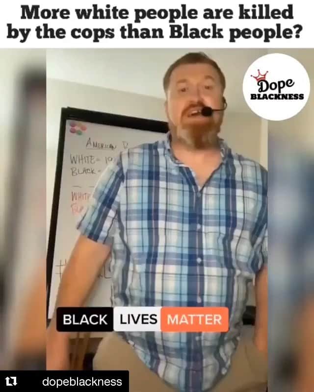 ミラーナ・ヴァイントゥルーブのインスタグラム：「Hoping this will address the people in my comments who say cops kill white people too. Or Black cops hurt white people. Or all the other ways they’re defending a giant system built on racism that disproportionately kills and imprisons Black people. Check your math.  repost from @DopeBlackness」