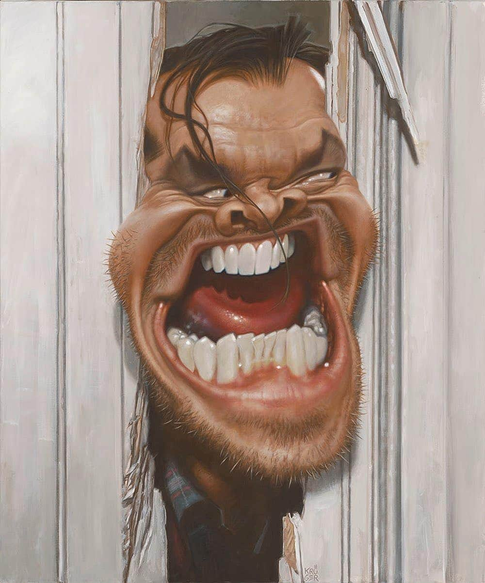 スラッシュさんのインスタグラム写真 - (スラッシュInstagram)「#Repost @sebastiankrugerofficial „Jaws!“ #jacknicholson #shining #krugerized #caricature #karikatur #karikatür #sketch #drawing #underpainting #paintingprocess #hollywood #portraitpainting #arcylicpainting #art #fineart #collector #krugerstars #krugerworkshop iiii]; )'」6月21日 3時13分 - slash