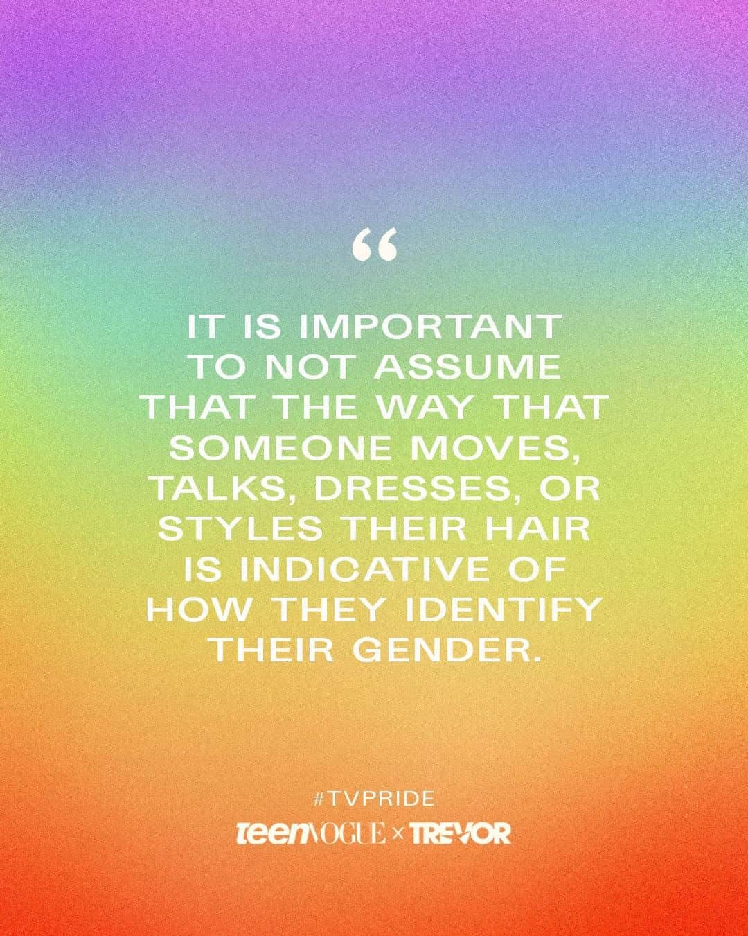 Teen Vogueさんのインスタグラム写真 - (Teen VogueInstagram)「No matter how you present yourself, your gender is valid. Period! 🌈 For #TVPride month, we partnered with @trevorproject to share some important resources — like their 21-page handbook on #LGBTQ basics and coming out. Read more at the link in bio. ✨」6月21日 6時55分 - teenvogue