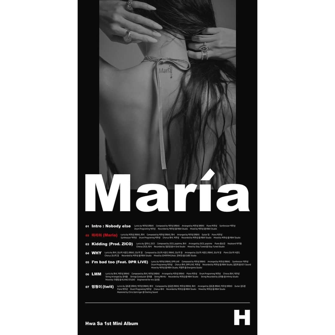 Mamamooさんのインスタグラム写真 - (MamamooInstagram)「. [#화사] - 1st Mini Album [María]  Track List - 2020.06.29 6PM RELEASE✔ - #HwaSa #1st_Mini_Album  #María #200622_12PM✌🏻」6月22日 0時00分 - mamamoo_official