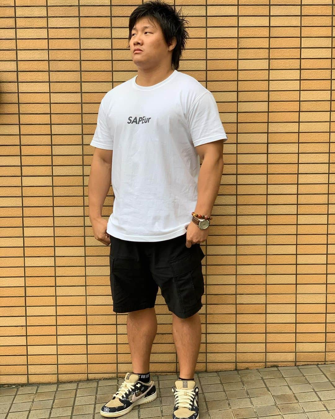 岩本煌史さんのインスタグラム写真 - (岩本煌史Instagram)「T-shirt:SAPEur Pants:Liberaiders Socks:KIXSIX Kicks:NIKE SB DUNK LOW QS "TRAVIS SCOTT”  #ajpw #全日本プロレス #陣JIN #紫の兄貴 #イワモトヘッズ #SAPEur #nike #ナイキ #nikesb #dunk #dunklow #travisdunk #travisscott  #kixsix #ootd」6月21日 17時05分 - koji_iwamoto