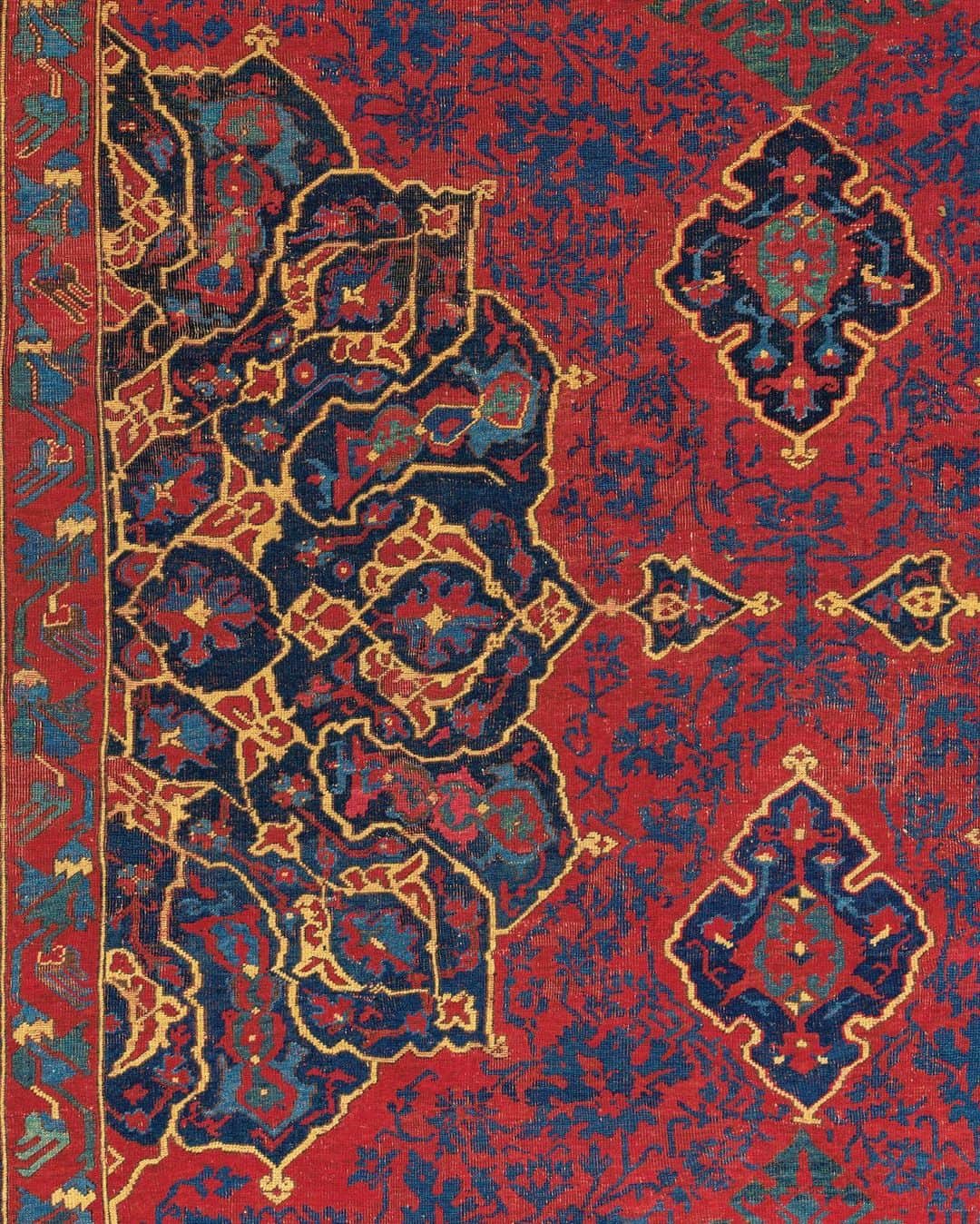 クリスティーズさんのインスタグラム写真 - (クリスティーズInstagram)「The earliest and best examples of medallion Ushak carpets were woven for the wealthy Ottoman home market, but their depictions in paintings by 16th-century European artists, like Velasquez, Zurbaran and Vermeer, illustrate their wider appeal.⠀ .⠀ By the 17th century, there was a substantial export market in Europe, and medallion Ushak carpets could be found in Italian, Spanish and Portuguese churches and large European country houses.⠀ .⠀ A large medallion Ushak carpet. West Anatolia, late 16th/early 17th century. Estimate: £20,000-30,000.⠀ .⠀ Art of the Islamic and Indian Worlds Including Oriental Rugs and Carpets – 25 June at Christie’s London.⠀ .⠀ #art #textile #textiles #carpet #rug #ushak #ushakcarpet」6月21日 17時19分 - christiesinc
