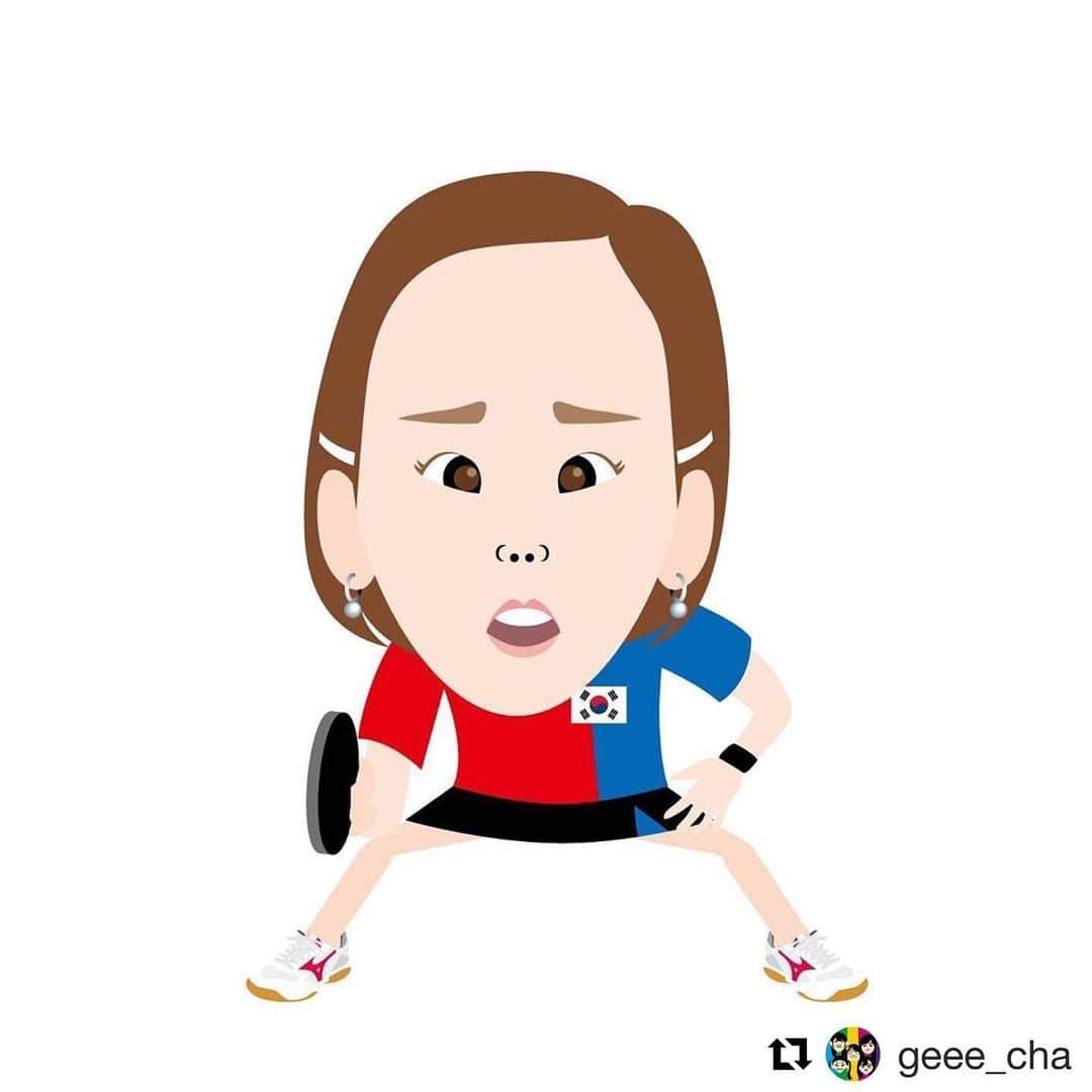 梁夏銀のインスタグラム：「#Repost @geee_cha with @get_repost ・・・ ・ 大好きです！　ヤンハウン選手  #ヤンハウン  #yanghaeun  #卓球 #卓球選手 #卓球似顔絵 #卓球イラスト #似顔絵 #乒乓球 #pingpong #tabletennis #tabletennisplayer . . 와우 🤣👍👍」