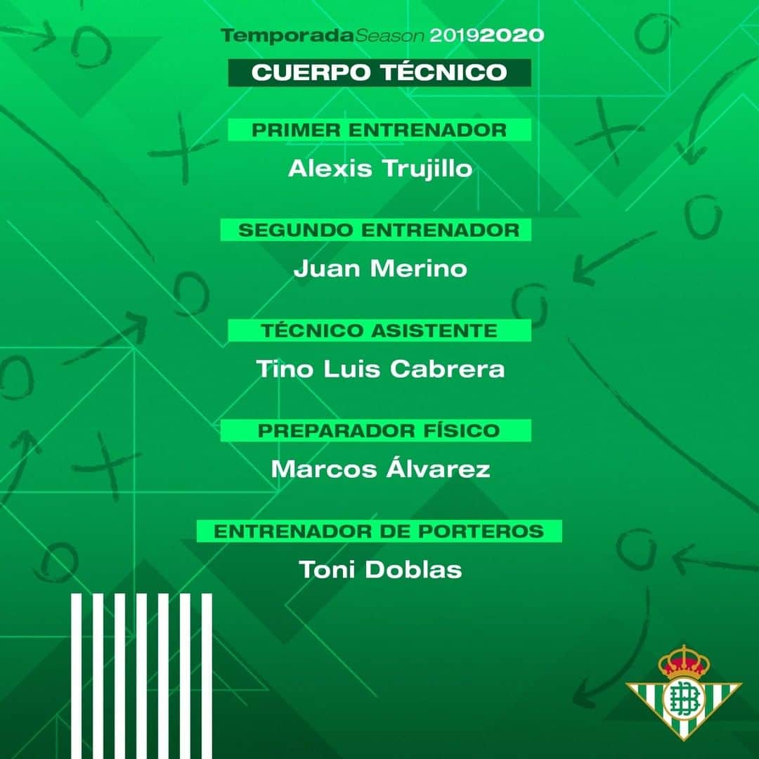 レアル・ベティスさんのインスタグラム写真 - (レアル・ベティスInstagram)「Estos son los integrantes del cuerpo técnico de Alexis Trujillo como entrenador del #RealBetis 🗒🖊😉 -- These are the men who will be with Alexis Trujillo at #RealBetis 🗒🖊😉」6月22日 2時51分 - realbetisbalompie