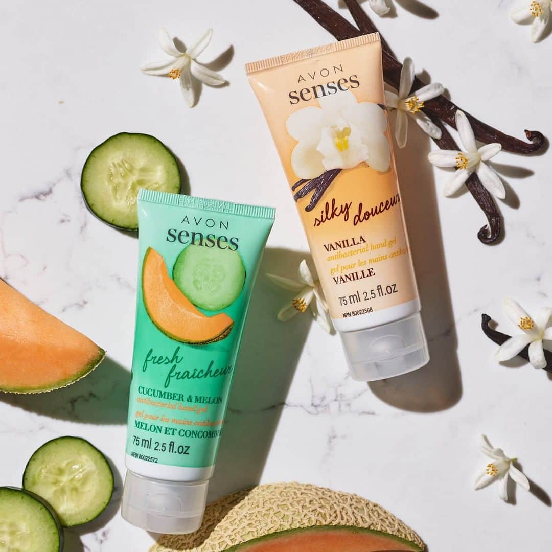 のインスタグラム：「Germs won't stand a chance! Avon Senses Antibacterial Hand Gel comes in Fresh Cucumber & Melon or Silky Vanilla.」