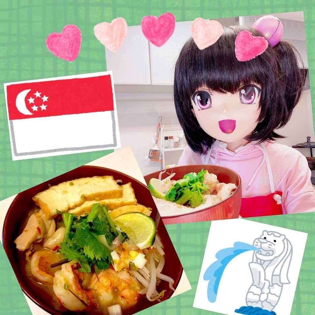 のインスタグラム：「もっちわー！ シンガポール料理のラクサ、めちゃめちゃおいしかったもっち😋 でも、ラクサ食べたことないから味の正解がわからない🤔  毎度の自己流レシピで、タイカレーとトムヤムクン混ぜたような味だったけど好みの味だったもっち！もっちなりのラクサ最高😋✨✨ ライスヌードルだとサッパリしてるし、エビ、鶏肉、厚揚げで食べ応えも🙆‍♀️ 今度味の答え合わせしに、シンガポール料理屋さんに行ってみよう😋✨ しかし茶色の器のせいか、お雑煮感がめでたいもっち🇸🇬 【料理＆たべる】Singapore ラクサ できるかな？【Momochi Minami】  https://www.youtube.com/watch?v=hDqahteIl0g #Singapore #シンガポール #laksa #ラクサ #cooking #シンガポール料理 #singaporefood #momochiminami #パクチー」