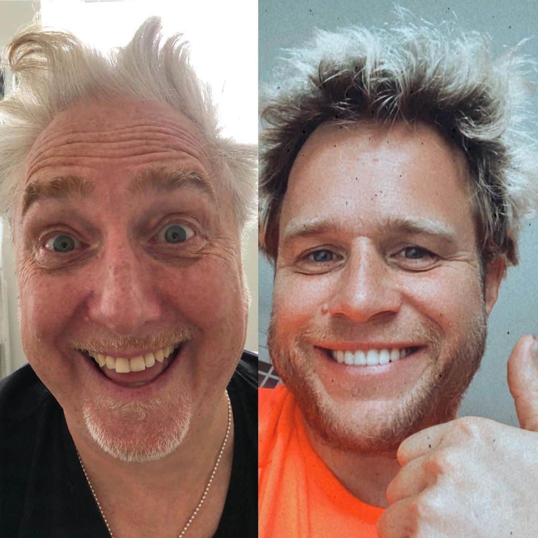 オリー・マーズのインスタグラム：「Like Father, like son! 🤣👍🏻 Happy Father’s Day dad! You crazy hair growing, cheese on toast loving, always farting legend 💨🤪👌🏻❤️」