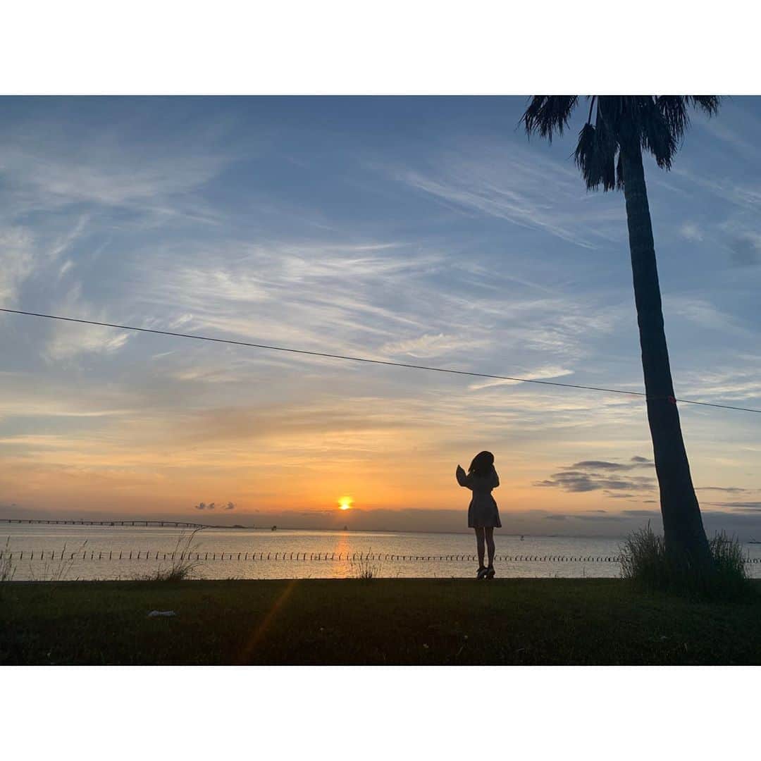 のインスタグラム：「🏝👩🏻🌞 * * #過去pic #千葉県 #ヤシの木 #夕陽 #景色」