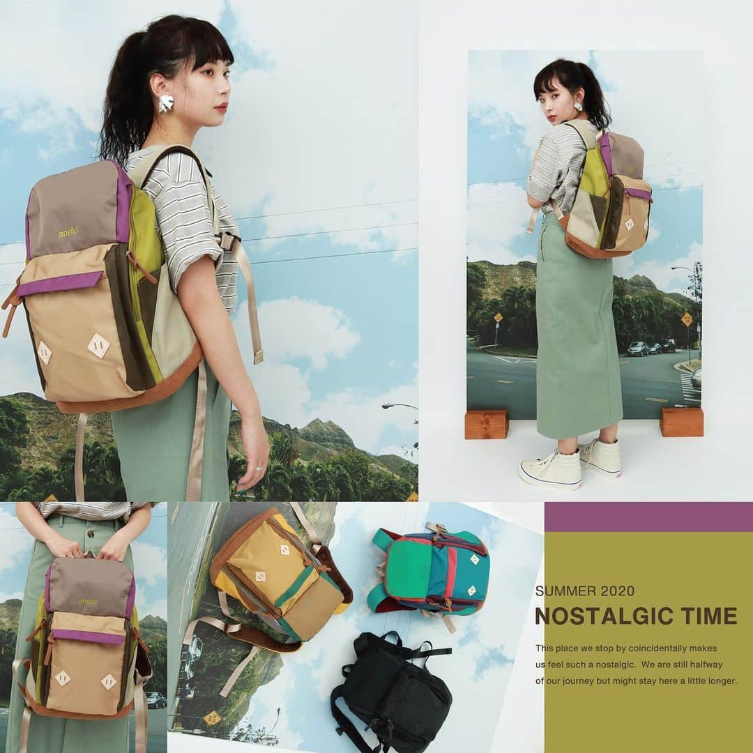 のインスタグラム：「. ■AT-B3632 NOSTALGIC M.F BACKPACK B,C,D,BK . . #anello #anello_bag #bag #backpack #OOTD #アネロ #バッグ #バックパック #リュック #2020summer」