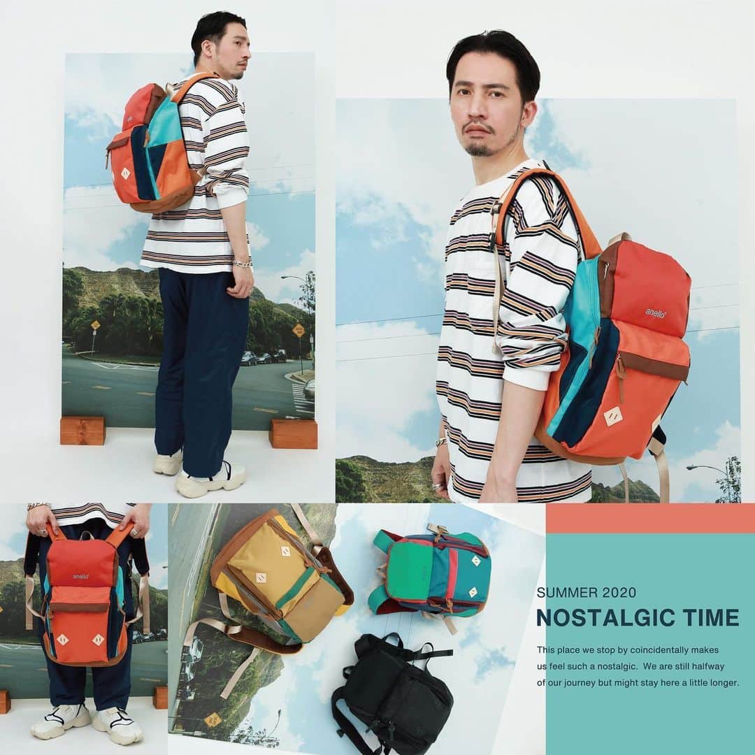 のインスタグラム：「. ■AT-B3632 NOSTALGIC M.F BACKPACK A,C,D,BK . . #anello #anello_bag #bag #backpack #OOTD #アネロ #バッグ #バックパック #リュック #2020summer」