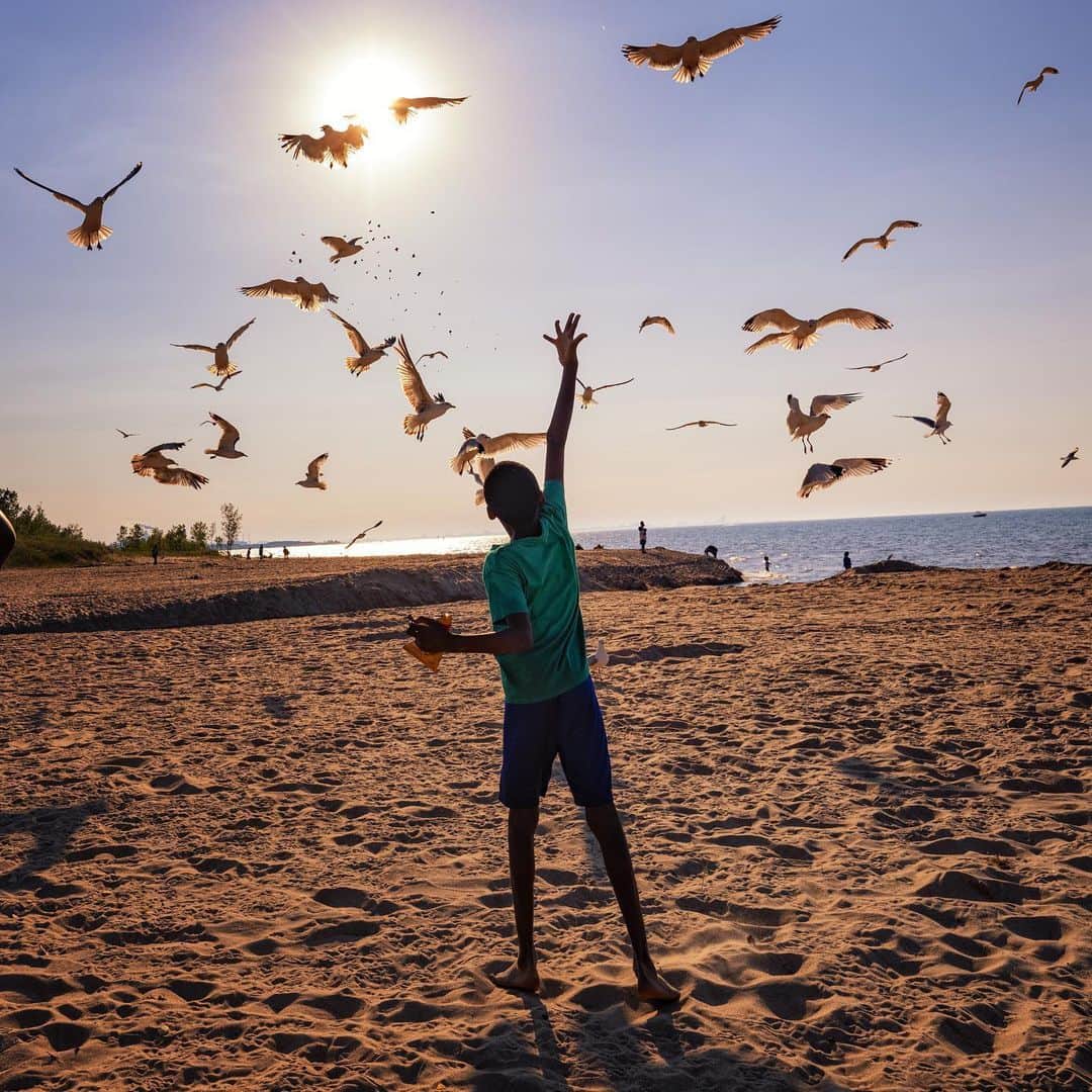 National Geographic Creativeさんのインスタグラム写真 - (National Geographic CreativeInstagram)「Photo by Keith Ladzinski @ladzinski | The simple pleasures in life are often the best way to pass the time. A young boy seen here feeding the gulls along the shores of Lake Michigan in Gary, Indiana.」6月22日 11時14分 - natgeointhefield