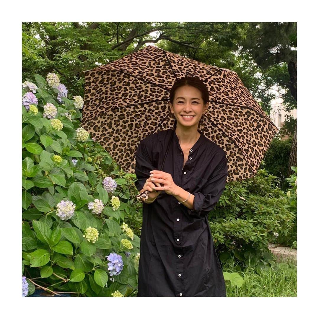 稲沢朋子さんのインスタグラム写真 - (稲沢朋子Instagram)「朝大雨で長靴を履いて傘を持って出たのに！ 昼前には晴天☀️😅 ブラウンの長靴とレオパードの傘は　@mackintoshofficial  雨をはじく機能性のあるシャツワンピースは通気性も良く昨年購入した物　@yanuk_official  梅雨時期に大活躍です👍😊 #アイテムタップしてね」6月22日 16時57分 - ina_tomo
