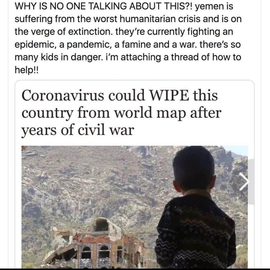 Inka Williamsさんのインスタグラム写真 - (Inka WilliamsInstagram)「I have posted about this on my story but really think it needs to be posted on here in case some dont know about this yet and incase more people out there can help. The Civil war in Yemen against Saudi Arabia started in 2015. Some of us knew, But again, most of us didn’t even know this was going on. In case you didn’t here you go:  In Yemen, a child is dying every 10 minutes. Not only are they faced with this Virus Pandemic (which has made their situation even worse) but they have been facing famine , clean water shortages as well as a Civil War since 2015. 2/3 of Yemeni don’t have access to clean water which has caused an Epidemic.  10 Journalists in Yemen tried to speak up about what is happening there and have been detained by the Huthi de facto authorities since the summer of 2015. They are being prosecuted with spying charges for peacefully exercising their right to freedom of expression. Over the course of their detention the men forcibly disappeared, held in intermittent incommunicado detention, were deprived of access to medical care and at least three of them were subjected to torture. After being held without charge or trial for four years, the first session was held in December 2019 after which the Specialized Criminal Court sentenced four out of the group of ten journalists to death in April 2020 . • Nations such as the United Kingdom and the United States support the Saudi Arabian-led intervention in Yemen primarily through arms sales and technical assistance. France had also made recent military sales to Saudi Arabia.  Its hard to know what associations to support and what the truth is in Politics. But i think its important that we help these people. We know they are struggling and @Karmagawa has set up a fundraiser that has already raised $300.000!!! Our Goal is to reach $ 500.000! Which will be going to trusted organizations. Hopefully this can contribute to helping the 80% of the country that is in a Humanitarian crisis. (Link in Bio)  Even if you can’t donate much, please share the @Karmagawa fundraiser with your followers and share this post and other posts/ information as you could reach someone that can donate and help ! #yemencrisis」6月23日 4時19分 - inkawilliams