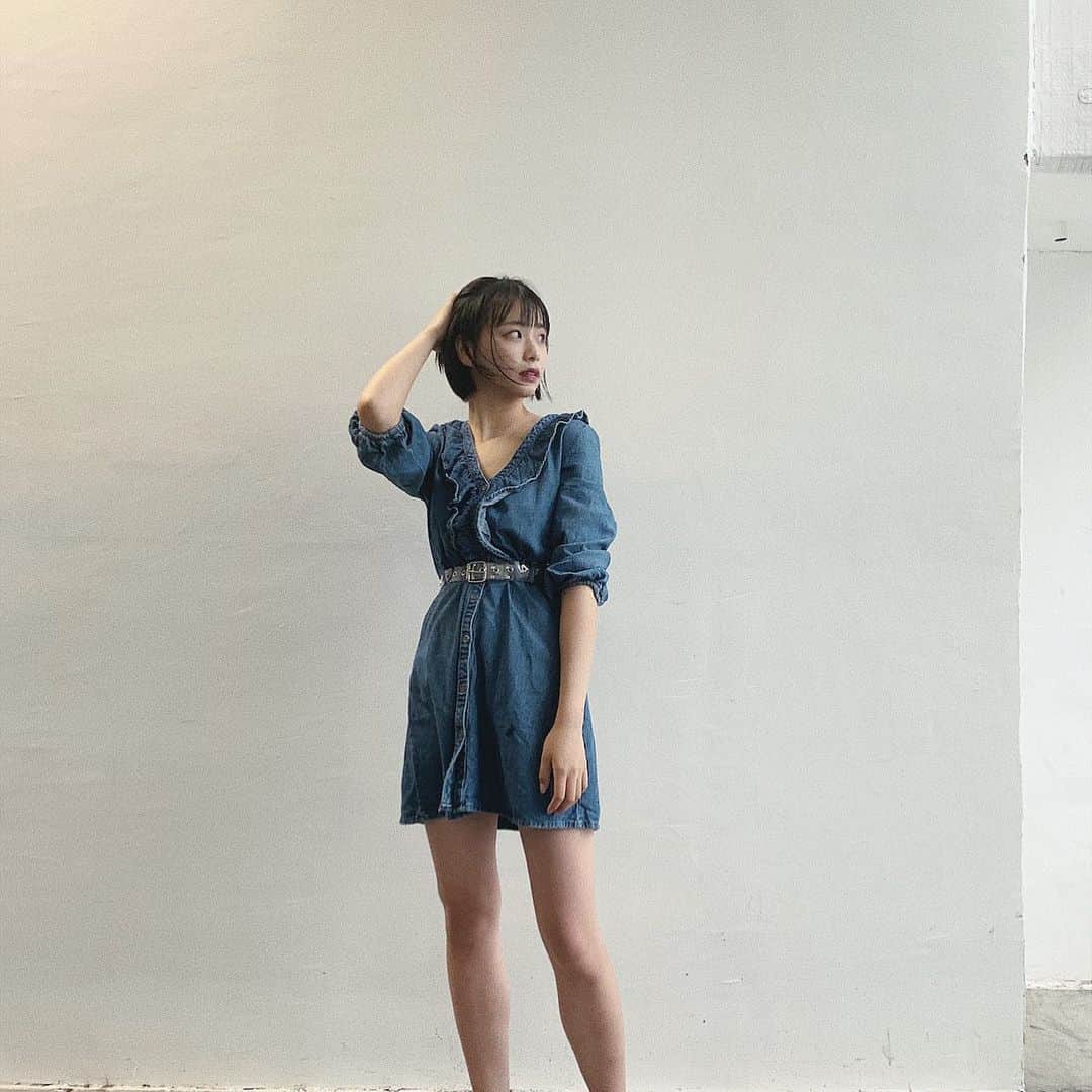 麻生果恩のインスタグラム：「#ootd . . #instalike#instagood#lfl#lll#fff#いいね#コーデ #デニムワンピース#zara#ザラ#jkブランド」