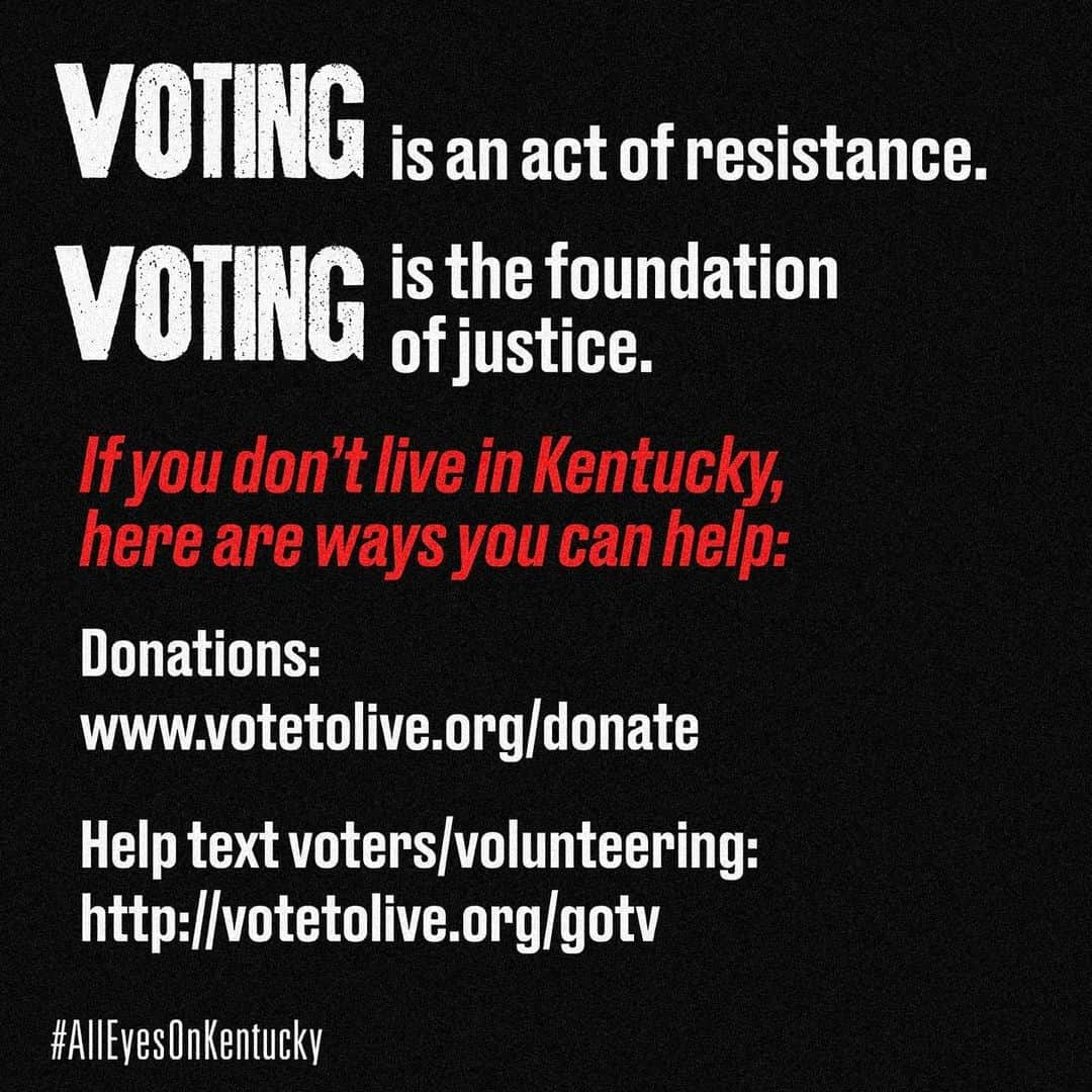 レジーナ・キングさんのインスタグラム写真 - (レジーナ・キングInstagram)「"#AllEyesOnKentucky  On Tuesday in Louisville, where Breonna Taylor was killed, 600,000 registered voters will have only one polling place to vote. Help to protect the vote. *swipe left* Help to keep #AllEyesOnKentucky」6月22日 22時47分 - iamreginaking