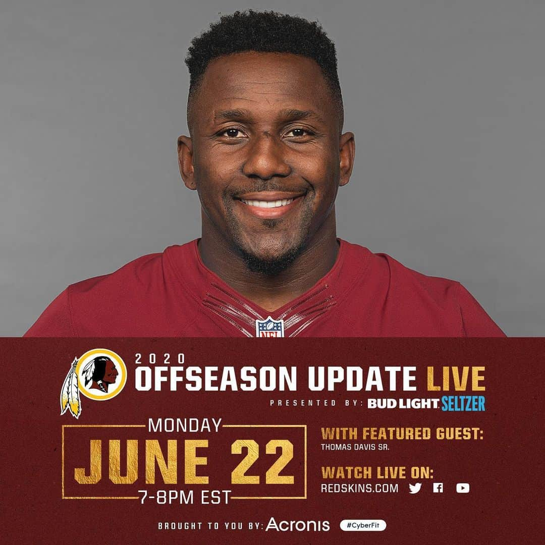 ワシントン・レッドスキンズさんのインスタグラム写真 - (ワシントン・レッドスキンズInstagram)「Join us tonight on the Offseason Update LIVE show presented by @budlight!  Our guys @td58 and @kefu11er will join @heykayadams and MORE 🔥」6月22日 22時49分 - commanders