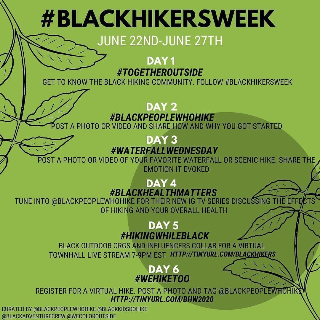 Grace Bonneyさんのインスタグラム写真 - (Grace BonneyInstagram)「I’m really excited to follow along with #blackhikersweek this week ⛰ #blackbirdersweek was incredible and if you want to follow either, the details for the hiking week are here (and below) and you can see past and current posts in the #blackbirdersweek feed too.  Details from @blackpeoplewhohike ▶️ “Join us tomorrow June 22nd through Saturday June 27th as we engage, inspire and have important conversations around the black outdoor community. • Our goal for this week is to highlight all the beautiful black people around the world who hike, highlight all the amazing black organizations out here supporting and paving the way for black people in the outdoors space, and to encourage and uplift black people to join us in this movement to get outdoors! • To participate and engage with us tag @blackpeoplewhohike and use the hashtag #blackhikersweek • Follow #blackhikersweek all week for inspiration, education, and a healthy dose of blackjoy • Follow @blackpeoplewhohike @blackkidsdohike @blackadventurecrew @wecoloroutside for updates all week! • #Blackhikersweek was founded and curated by @blackpeoplewhohike @blackkidsdohike @blackadventurecrew @wecoloroutside “ • #diversifyoutdoors #blackinnature #diversityoutdoors #blacklivesmatter #blm #amplifymelanatedvoices #hiking #blackhikers #blackpeoplehike #melaninmagic #hikingwhileblack #nature #hikingheals」6月22日 23時08分 - designsponge