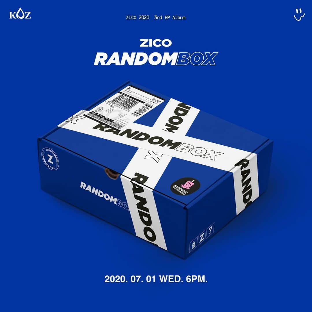 ジコさんのインスタグラム写真 - (ジコInstagram)「[ZICO]  3rd EP Album 🟦 RANDOM BOX 🟦 ⠀ 2020.07.01 6PM (KST)🍦 ⠀ "박스안에 여름을 담았습니다"  #ZICO #지코 #RANDOMBOX #랜덤박스 #K💧Z #해당이미지는앨범피지컬」6月23日 0時00分 - woozico0914