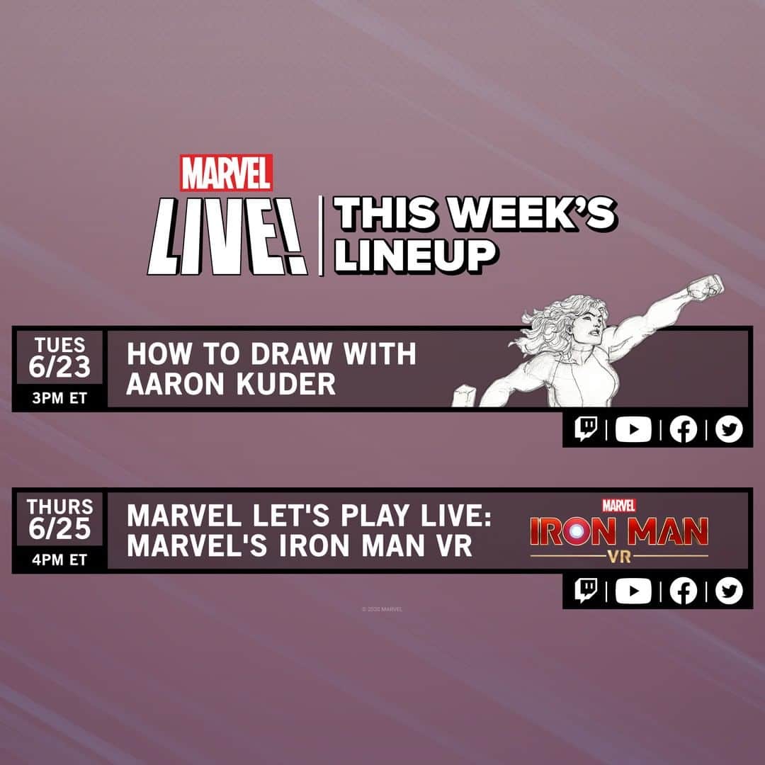 Marvel Entertainmentさんのインスタグラム写真 - (Marvel EntertainmentInstagram)「This week on Marvel LIVE! #MarvelAtHome」6月23日 6時00分 - marvel