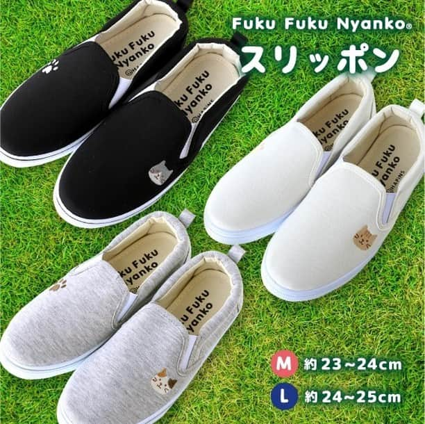 HAPiNSさんのインスタグラム写真 - (HAPiNSInstagram)「Fuku Fuku Nyankoのスリッポンが新登場～✨😆 軽くて履きやすく、 縁がクッションになっているので 適度なホールド感のあるはき心地です♪ ◇にゃんこと肉球の刺繍がついたシンプルでかわいいスリッポン♪ ◇にゃんこのビッグフェイスでインパクト大！ （※こちらは、一部の店舗とオンラインショップ限定商品です。 　お問合わせは、各店舗までお願いいたします。） 【サイズ】M：約23～24cm／L：約24～25cm - ■Fuku Fuku Nyanko刺繍スリッポン　￥1,500＋税 ■Fuku Fuku Nyankoフェイススリッポン　￥1,500＋税 ※フェイススリッポンは一部の店舗とオンラインショップ限定です 　お問合わせは、各店舗までお願いいたします。 - 🎁HAPiNSオンラインショップ好評営業中！ぜひご利用ください♪ #HAPiNS #ハピンズ #ハピンズ公式 #ハピンズオリジナル #ギフト雑貨のハピンズ #雑貨 #雑貨屋 #プチプラ #fukufukunyanko #ふくふくにゃんこ #スリッポン ※一部店舗にてお取扱いが無い場合がございます。御了承下さいませ。」6月23日 7時30分 - hapins_official