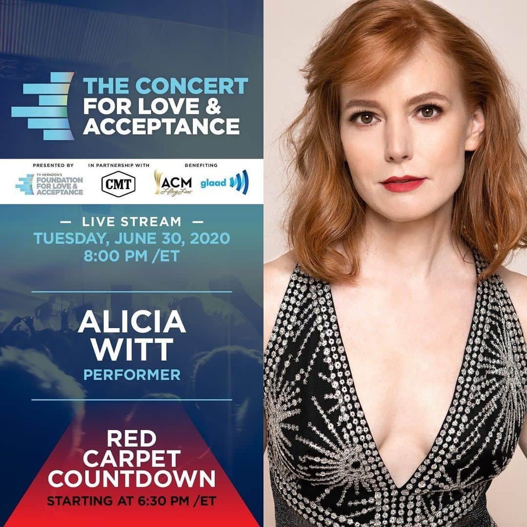 アリシア・ウィットさんのインスタグラム写真 - (アリシア・ウィットInstagram)「I’m honored to be performing during the Concert For #LoveAndAcceptance Red Carpet Countdown. Be sure to tune in on @cmt’s YouTube and Facebook pages at 5:30 pm ET on June 30. To learn more about this show to support #LGBTQ youth and the music community - and to see the entire incredible lineup of performers! - go to www.F4LA.org. 📷 - @nora_schaefer」6月23日 8時11分 - aliciawitty