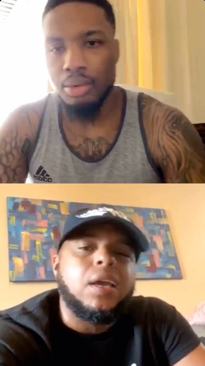 デイミアン・リラードのインスタグラム：「Shoutout to @devinecarama for his performance in Friday’s cypher series. He showed off his 🎙 skills over @cardogotwings slaps. This Friday will be the last Cypher Series live stream until after the season. I’ll announce the producer and the #4BarFriday MCs participating on Thursday.」
