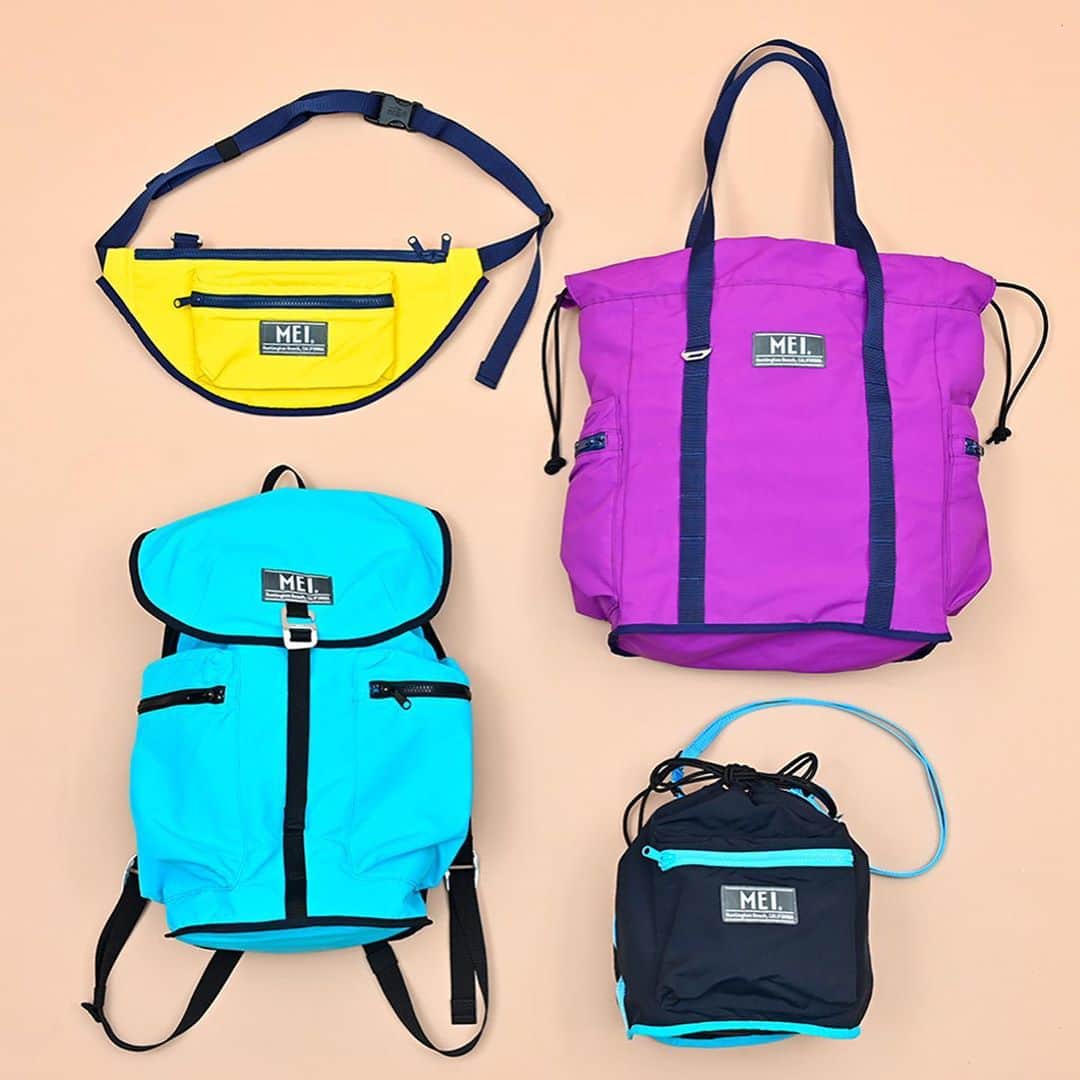 MEI(メイ) のインスタグラム：「MEI 2020 SPRING/SUMMER URBAN collection  MEI-000-204002 TASLAN BOTTOMLINE ￥4,500+tax  MEI-000-204004 TASLAN Vertical Tote ￥5,900+tax  MEI-000-204003 TASLAN DRAW BAG ￥4,900+tax  MEI-000-204001 TASLAN Vertical Back ￥7,900+tax  #mei #meibag #mei_bag #メイ #メイバッグ #recyclednylon #リサイクルナイロン #taslan #タスラン #sustainable #サスティナブル #outdoor #アウトドア #camp #キャンプ」