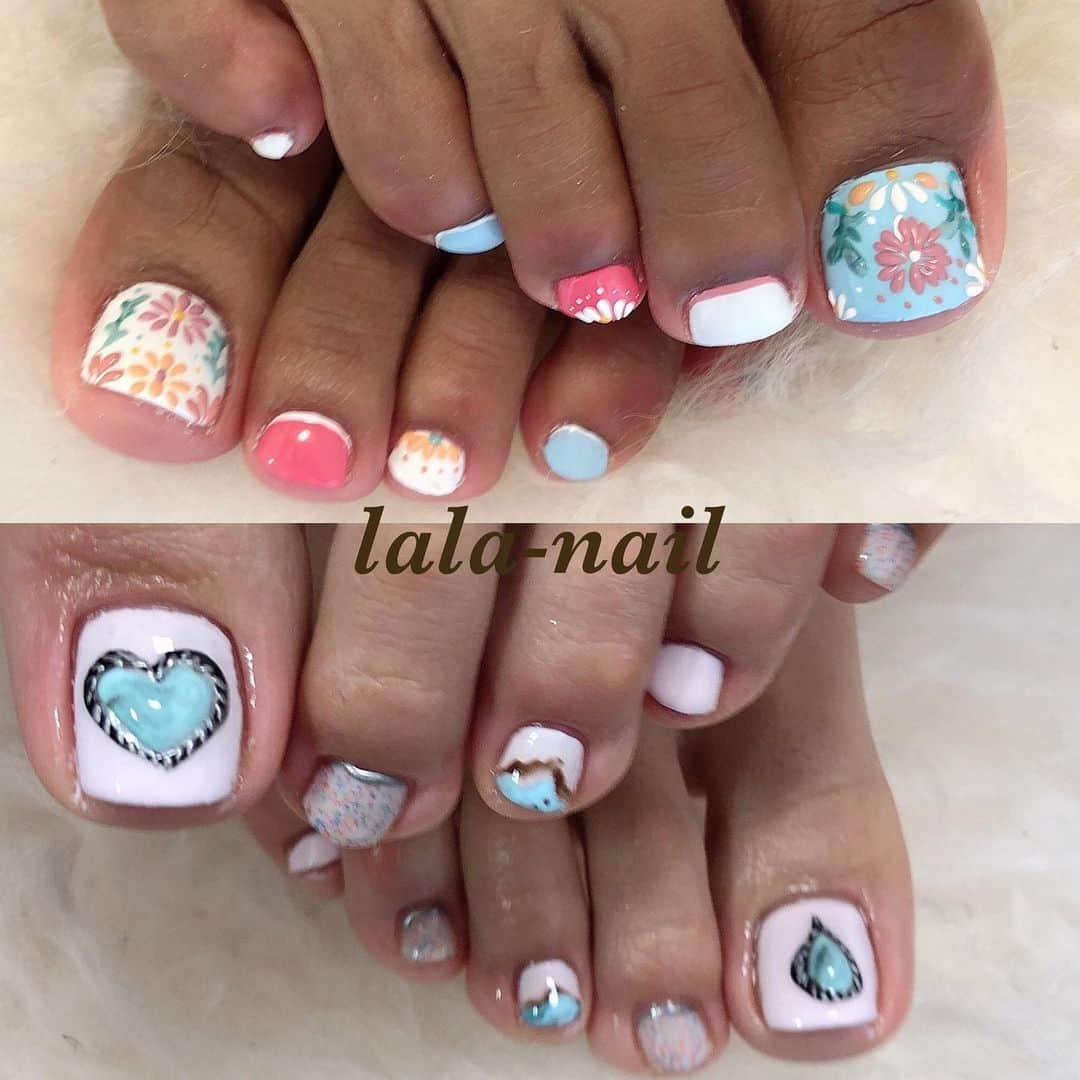 のインスタグラム：「ぷっくりfootネイル人気✨✨✨ やりたい放題6千円ハンドは7千円です。  是非ご連絡ください🙋‍♀️」