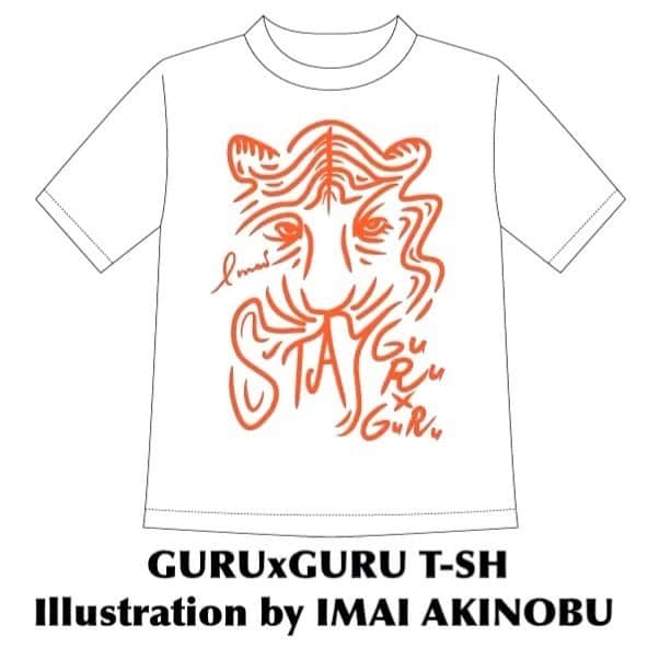 イマイアキノブのインスタグラム：「🥀予約受付中！！ ・ 名古屋 池下のBAR  GURU X GURU のTシャツ  絵 イマイアキノブ ・ 『GURUxGURU NEW T-SH』・ ・  素材 綿100% セミコーマ糸  サイズ S〜XXXL  PRICE ¥3000  BODY COLOR : WHITE PRINT COLOR : BLACK  BODY COLOR : WHITE PRINT COLOR : ORANGEO  こちらの商品は予約商品となっております ・ ★予約受付は6/30 23:59まで 発送期間 7/7〜7/14  こちらで注文受付中 https://guruxguru.base.shop/  Sサイズ・身丈 65 身幅 49 肩幅 42 袖丈 19 Mサイズ・身丈 69 身幅 52 肩幅 46 袖丈 20 Lサイズ・身丈 73 身幅 55 肩幅 50 袖丈 22 XLサイズ・身丈 77 身幅 58 肩幅 54 袖丈 24 XXLサイズ・身丈 81 身幅 63 肩幅 57 袖丈 25 XXXLサイズ・身丈 84 身幅 68 肩幅 60 袖丈 26  #池下guruguru  #illustration  #イマイアキノブ #imaiakinobu」