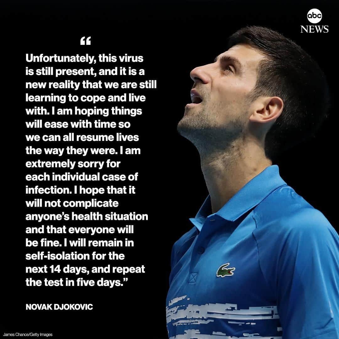 ABC Newsさんのインスタグラム写真 - (ABC NewsInstagram)「"I am hoping things will ease with time so we can all resume lives the way they were." Novak Djokovic, the top-ranked men's tennis player in the world, says he has tested positive for COVID-19. #djokovic #novakdjokovic #tennis #coronavirus #sports」6月23日 22時16分 - abcnews