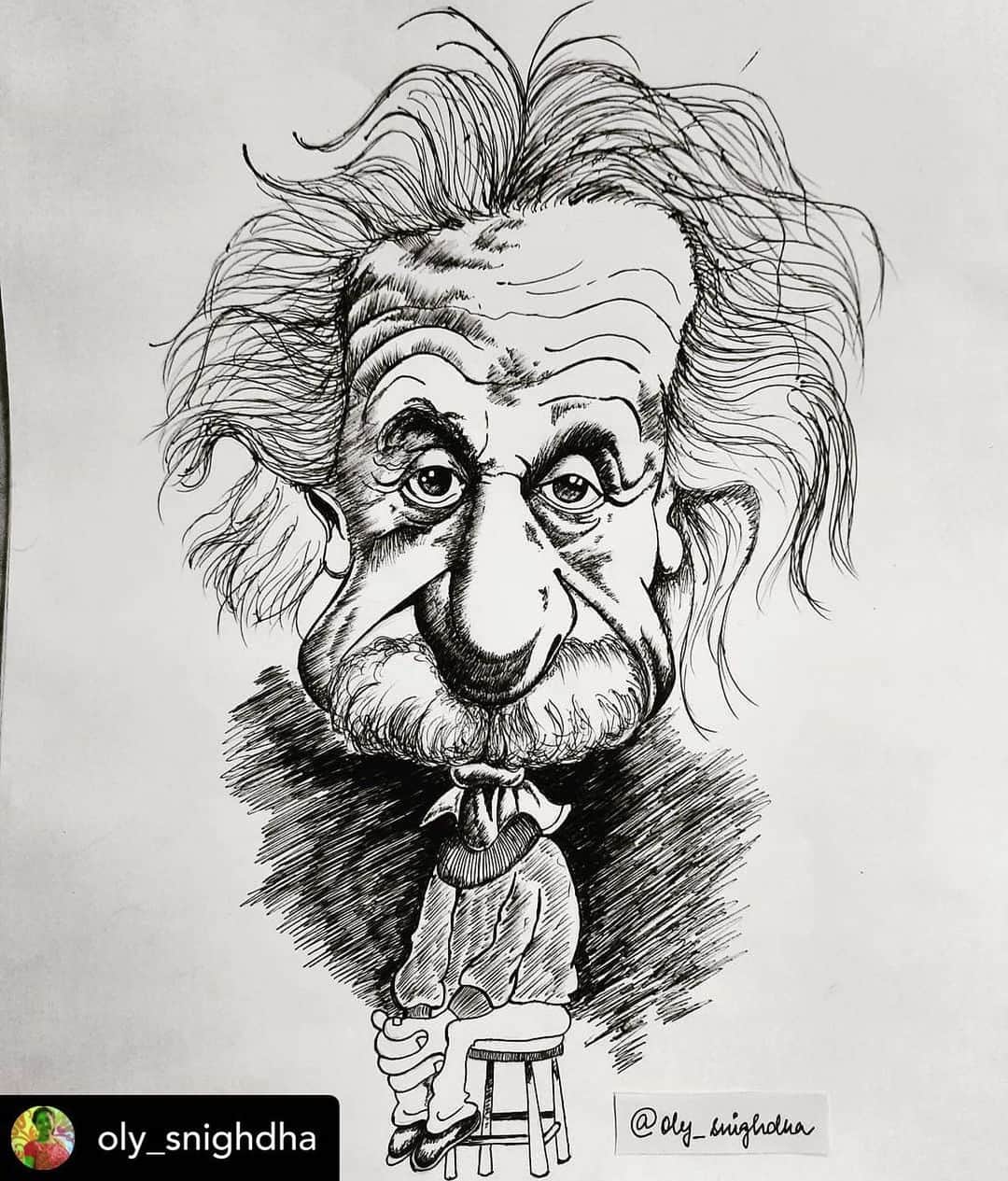 アルベルト・アインシュタインさんのインスタグラム写真 - (アルベルト・アインシュタインInstagram)「How’s your Tuesday going? Posted @withregram • @oly_snighdha Trying out caricature for the 1st time... Albert Einstein, the man of E=mc^2」6月23日 22時32分 - alberteinstein