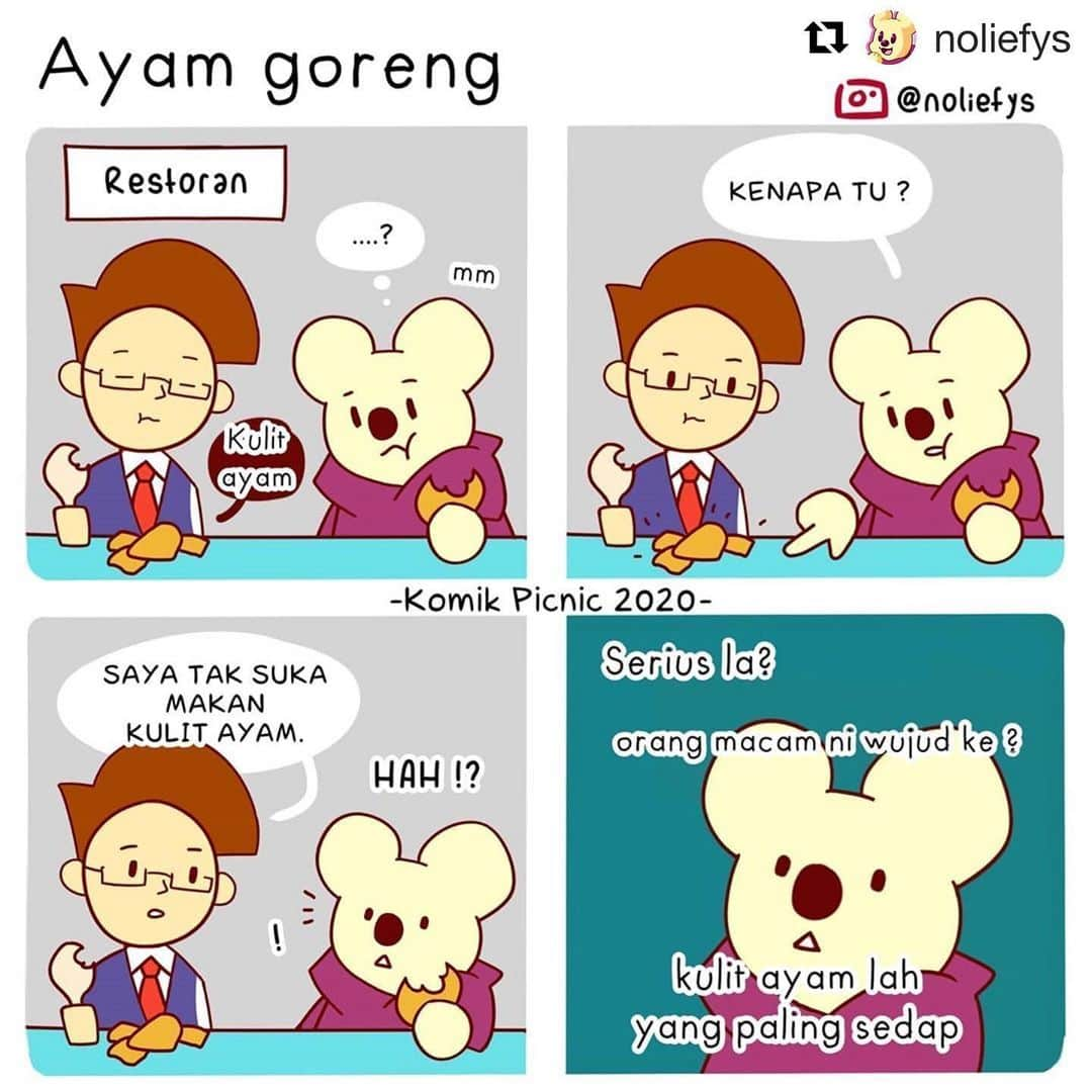 Koleksi Komik Malaysiaさんのインスタグラム写真 - (Koleksi Komik MalaysiaInstagram)「#Repost @noliefys with @get_repost ・・・ Siapa tak makan kulit ayam?  Tak wujud kan? 😂 . . #ayamgoreng #komikmalaysia #picnicbuatkomik」6月23日 16時18分 - tokkmungg_exclusive