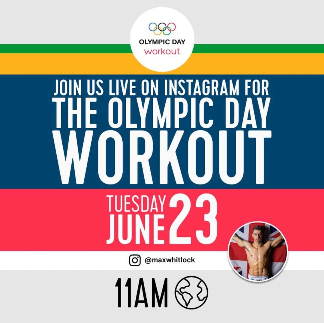 マックス・ウィットロックのインスタグラム：「Happy Olympics Day! At 11 I’ll be doing a fitness workout! It will include 10 different exercises based on 10 different Olympic sports. Think you can keep up, then come tune in!」