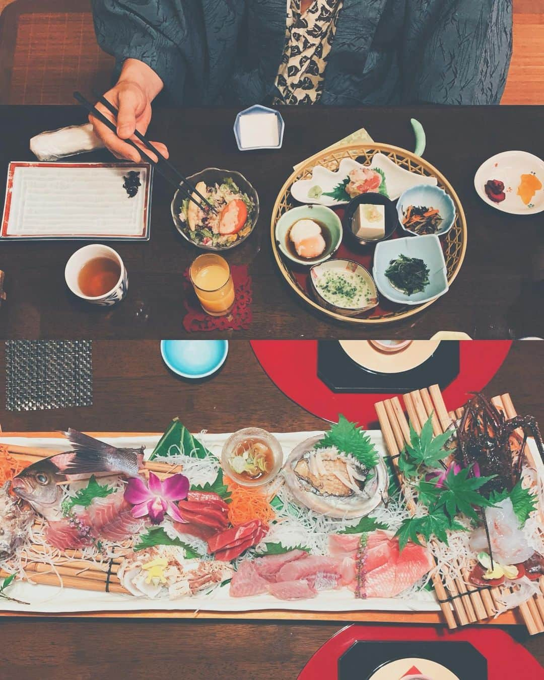 aiさんのインスタグラム写真 - (aiInstagram)「しばらくコロナ禍で結婚記念日も祝えなかったですが、県をまたぐ移動が可能になったので﻿ ﻿ 静岡県熱川の　ふたりの湯宿　湯花満開　@yubanamankai へお邪魔してきました⭐️﻿ ﻿ お部屋にお風呂の付いたコクーンスイートに案内いただいたのですが、源泉かけ流しのお風呂 🛀が最高✨　﻿ ﻿  私、虫が大の苦手なんですが、ここは露天だけどちゃんと窓があって安心して楽しむことができます☺️♨️ ﻿ ﻿ ﻿ 館内には他にも室内外合わせて6つもタイプの違うお風呂があって、しかも全て貸し切りでした♪﻿ ﻿ 今回は、平日限定!!1泊2食付﻿ ☆ 平日限定!!1泊2食付﻿　☆60ｃｍの長皿に盛られた海の幸「幸盛会席」プラン☆☆ だったので、伊勢海老🦞のお造り、アワビ、金目鯛など伊豆の新鮮なお魚を堪能させていただきました✨﻿ ﻿ ﻿ 宿の衛生対策は勿論、スタッフの方々も気遣いが素晴らしいので、久々に旅行行きたいと考えている方にお勧めの宿です☺️🏨﻿ ﻿ 最高の二日間ありがとうございました❣️﻿ ﻿ ﻿ #湯花満開 #伊豆旅館 #源泉かけ流し #ryokan #熱川 #atagawa #貸切温泉 #旅館 #pr #コラボベース﻿」6月23日 18時37分 - iro_dori_