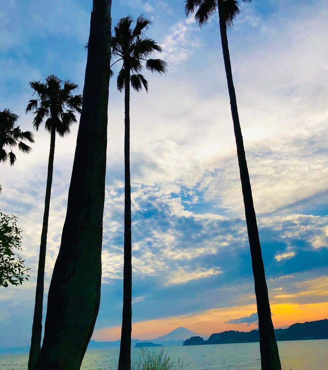 のインスタグラム：「ready for summer? 夕陽の 海…江ノ島…富士山…chilling♡ #人生は航海 #癒し #夕陽 #免疫力 #日本の美 #love #富士山 #鎌倉 #江ノ島 #由比ヶ浜 #材木座 #海 #リゾート #ジェット #サーフィン #nature #ocean #mtfuji #beach #surfing #pwc #actorslife #actor #マイケル富岡 #タレント #俳優 #resort #voyage #marina」