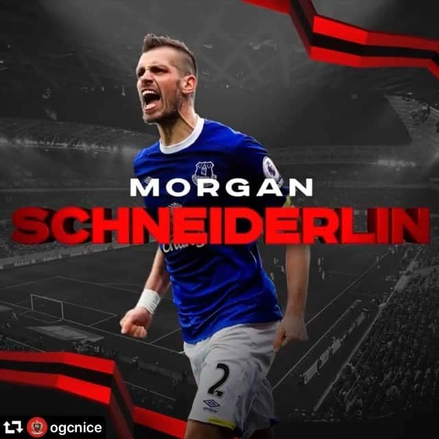 モルガン・シュネデルランのインスタグラム：「#repost @ogcnice ・・・ ✍️ L'OGC Nice est très heureux de vous annoncer l'arrivée de @schneiderlinmo4 ! Bienvenue chez toi Morgan 🤝🔴⚫️ . 🗣🇬🇧 OGC Nice have agreed terms with @everton to bring Morgan Schneiderlin to the Côte d'Azur . . #bienvenuemorgan #welcomemorgan #ogcnice #nice06 #schneiderlin #evertonfc #premierleague #ligue1 #issanissa」