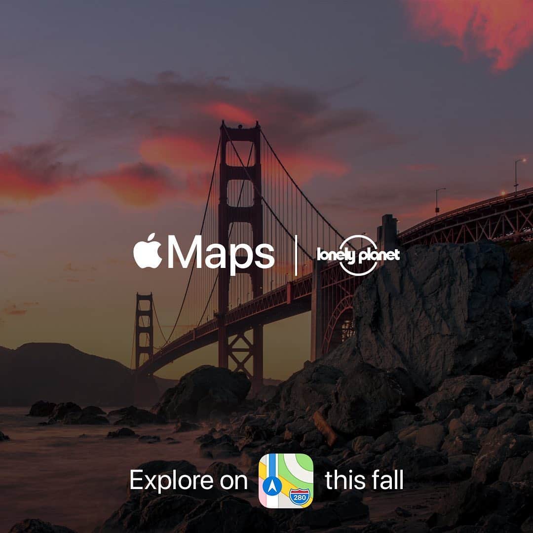 Lonely Planetのインスタグラム：「We’re excited to announce our collaboration with Apple Maps. Starting with San Francisco, then followed by other cities, Lonely Planet will offer a series of curated places to help you discover your neighborhood and beyond. Available on the redesigned Apple Maps app this fall.」